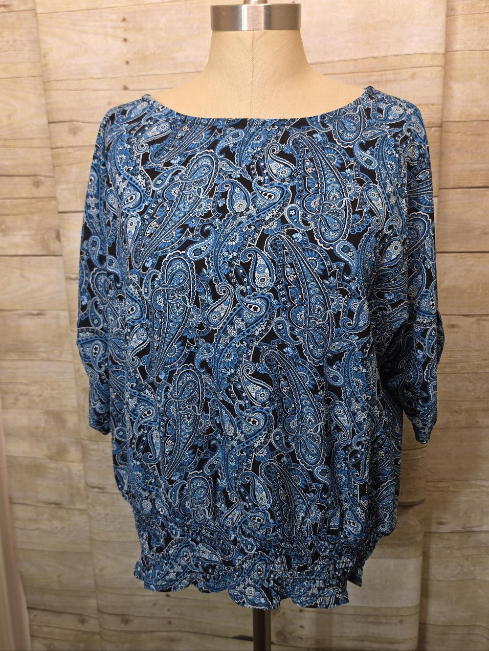 Michael Kors Blue Paisley Boatneck Tunic
